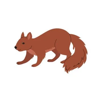 Flat illustration of a red squirrel in motion, shown in side view. Features Stock Illustration