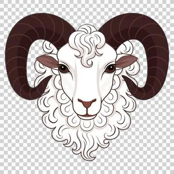 A flat  illustration of a sheep's head. Stock Illustration