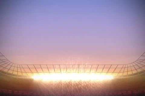 Flat illustration showing empty stadium seating under curved roof with 스톡 일러스트