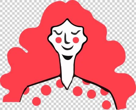 Flat illustration showing face with dotted top and flowing pink hair on Stock Illustration