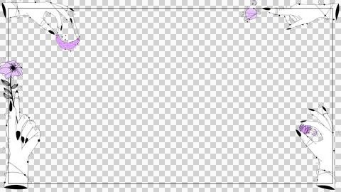 Flat illustration is showing white hands holding purple cosmic floral items on Stock Illustration