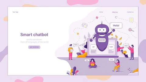 Flat Illustration Smart Chatbot Welcomes Customer Stock Illustration