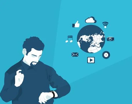 Flat illustration of smart watch Stock Illustration