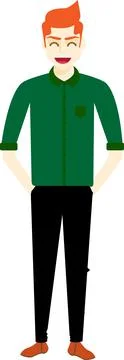 Flat illustration of a smiling irish red-haired guy. Stock Illustration