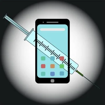 Flat illustration on the theme of dependence on gadgets. Vector graphics Stock Illustration