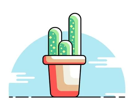 The flat illustration. Thin line art Cactus. Illustrazione stock