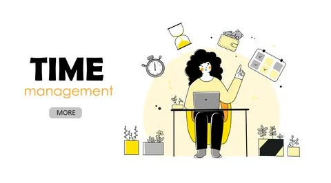 Flat illustration with time management self-organization for concept design Stock Illustration