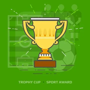 Flat illustration of trophy cup against green background Stock Illustration