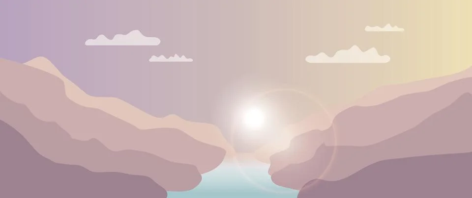 Flat illustration. Vector background. Landscape with silhouettes of Stockillustratie