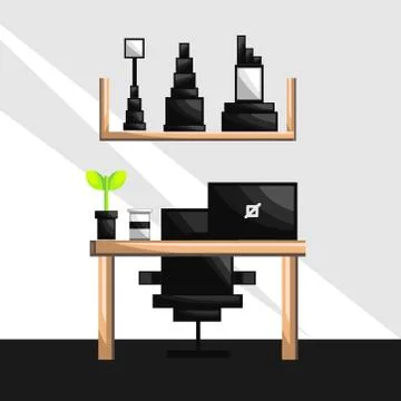 Flat illustration vector home office interior design for business element Stock Illustration