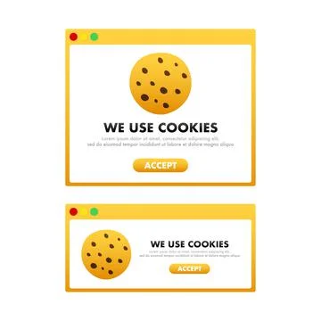 Flat illustration with website accept cookies computer for banner design. Vector Stock Illustration