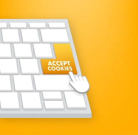 Flat illustration with website accept cookies computer for banner design. Vector Illustrazione stock