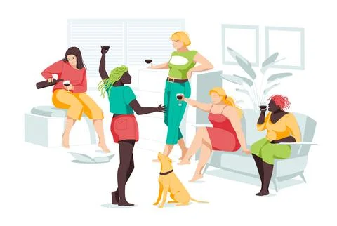 Flat illustration on white background. Body positive, plus size Stock Illustration