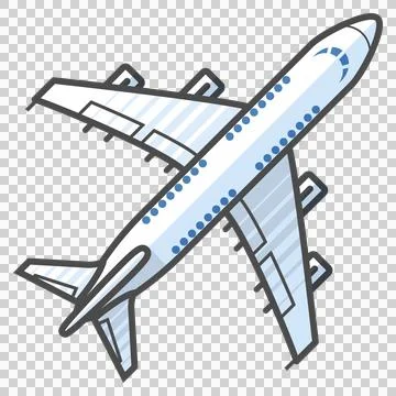Flat illustration of white plane with transparency, top view Stock Illustration