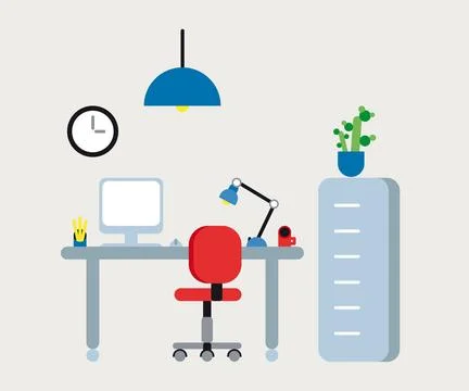 Flat illustration of the workplace Stock Illustration