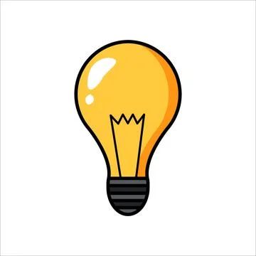 Flat illustration of a yellow light bulb. Stock Illustration