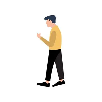 Flat Illustration of a Young Man Walking and Using a Smartphone Stock Illustration