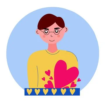 Flat ilustration character of self love or love yourself for boy. Stock Illustration