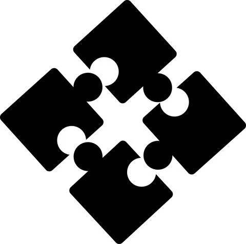 Flat image puzzle icon, black silhouette. Vector illustration. Stock Illustration