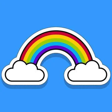 Flat image of a rainbow and clouds. Vector illustration. 스톡 일러스트