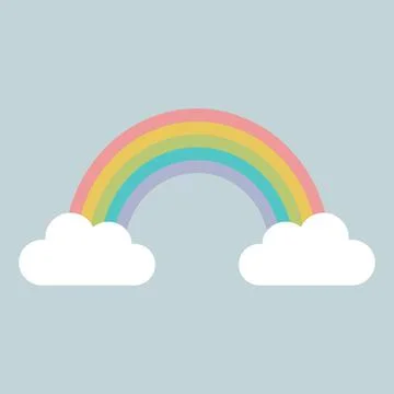 Flat image of a rainbow and clouds. Vector illustration. 스톡 일러스트