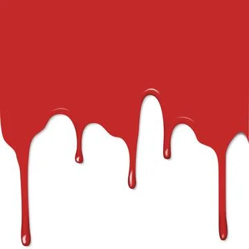 Flat image, red drips on white background, paint or blood Stockillustratie