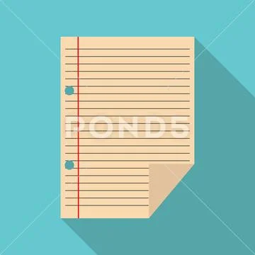 Flat image of a sheet of paper in a ruler, long shadow Illustrazione stock