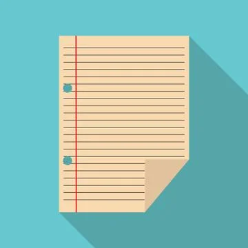 Flat image of a sheet of paper in a ruler, long shadow Stock Illustration