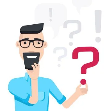 Flat image on a white background, a young man with glasses and a beard next.. イラスト素材