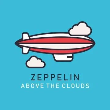Flat image of zeppelin in lineart style Stock Illustration