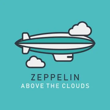 Flat image of zeppelin in lineart style Stock Illustration