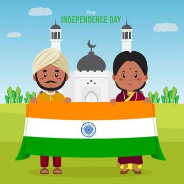 Flat India Independence Day Background Stock Illustration