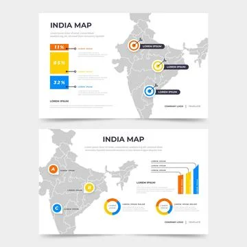 Flat india map infographic Stock Illustration