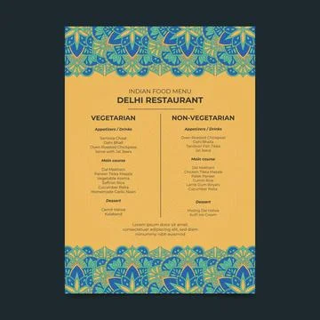 Flat indian menu template Stock Illustration