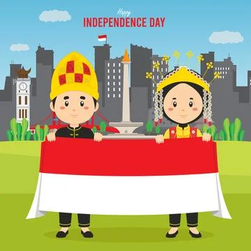 Flat Indonesia Independence Day Background Stock Illustration