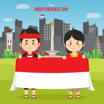 Flat Indonesia Independence Day Background Stock-Illustration