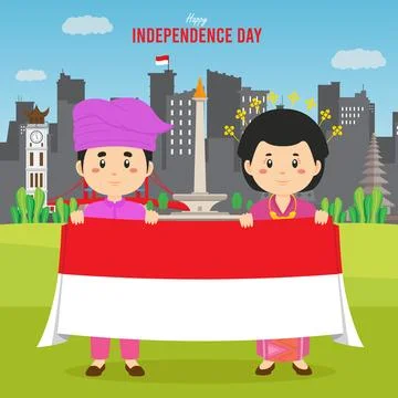Flat Indonesia Independence Day Background Stock Illustration