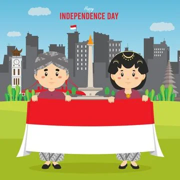Flat Indonesia Independence Day Background Stock Illustration