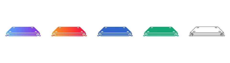 Flat Industrial Base Plate Vector Icon Set Stock Illustration