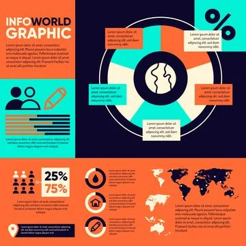 Flat infographic with information Stock Illustration