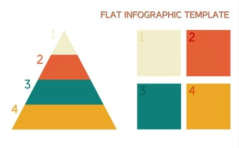 Flat infographic template with pyramid and boxes Stock Illustration