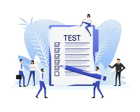 Flat infographic with test people for report design. Flat illustration Stock Illustration