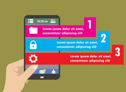 Flat Infographics Template and Mobile Web Elements Stock Illustration