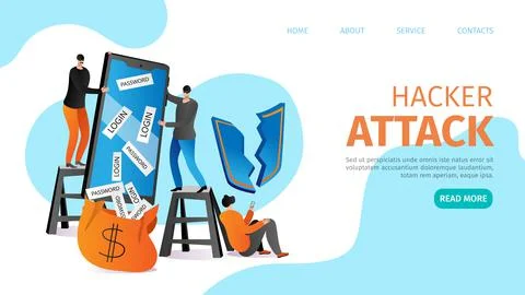 Flat information hacking in smartphone, hacker broke data protection technology 스톡 일러스트