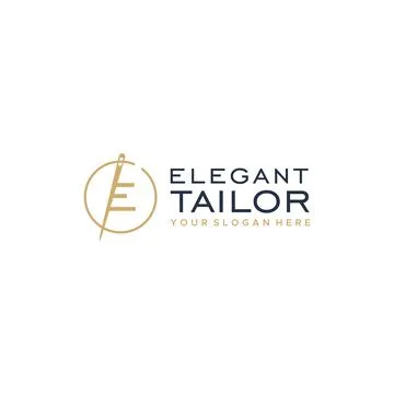 Flat initial E ELEGANT TAILOR fashion logo design Stock Illustration