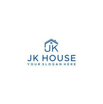 Flat initial JK JK HOUSE home build logo design Stock Illustration