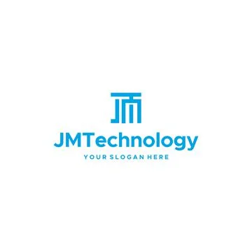 Flat initial JMT JMT TECHNOLOGY growth logo design Stock Illustration