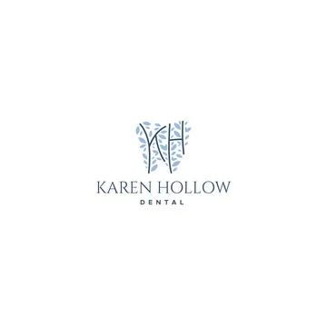 Flat initial KH KAREN HOLLOW DENTAL logo design Stock Illustration