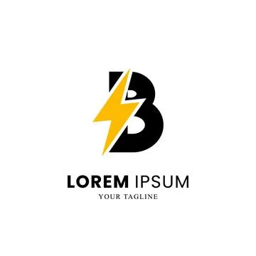 Flat Initial Letter B Logo Combined with lightning sign Stock Illustration