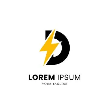 Flat Initial Letter D Logo Combined with lightning sign Stock-Illustration